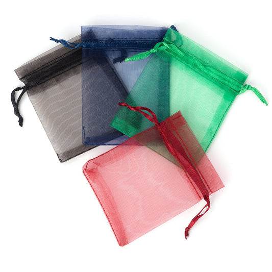 organza jewelry pouch - 100pcs Organza Bags Pouches Bracelets JP015-OG-BK S front view