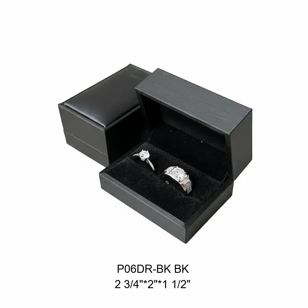 12 Pcs Black PU Double Ring Boxes