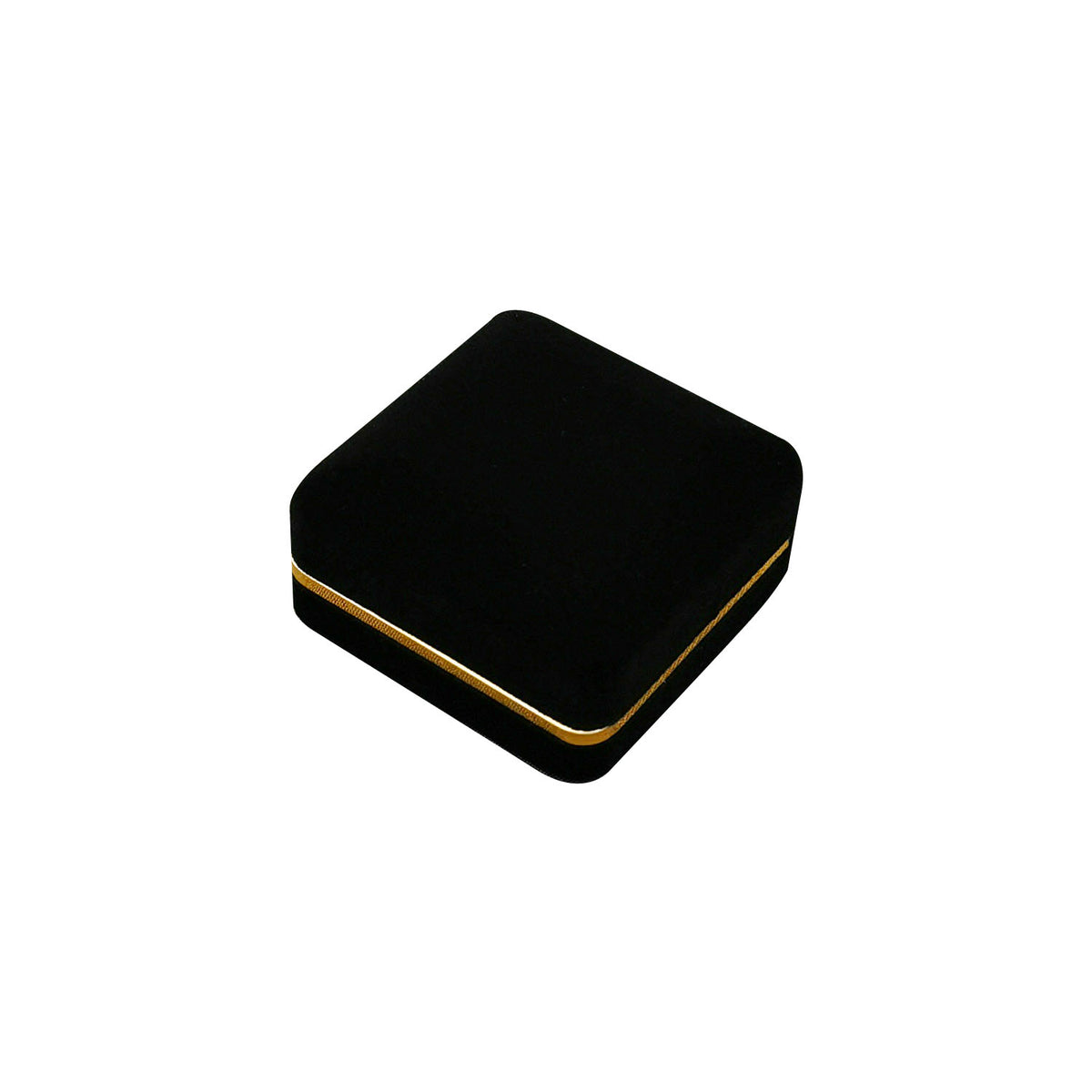 pendant box - Black Square Velvet Pendant Boxes with Gold Trim - 12 Pack SP9-BK detail view