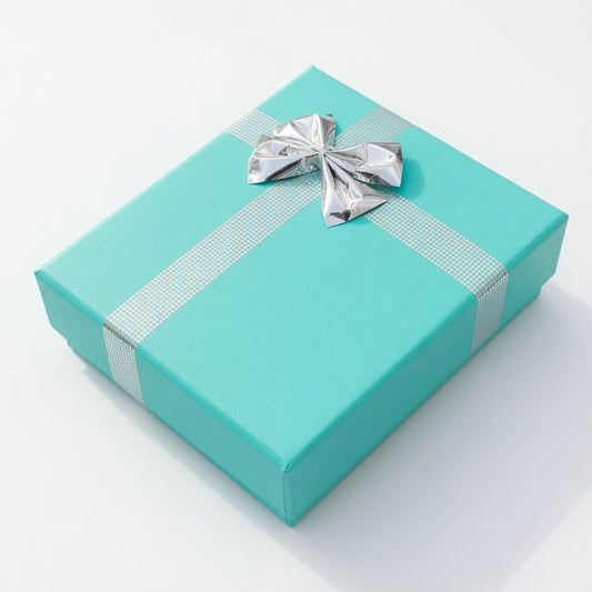 pendant box - 24-Piece Lake Blue Ribbon Paper Pendant Gift Boxes B0923-LAB open view