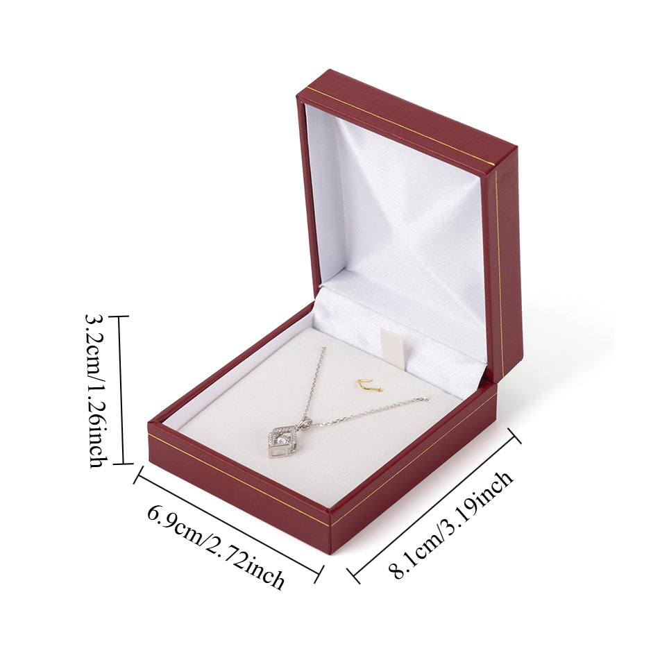 pendant box and necklace box - 12pcs Red Leatherette Necklace Pendant Box LP9-R W side view