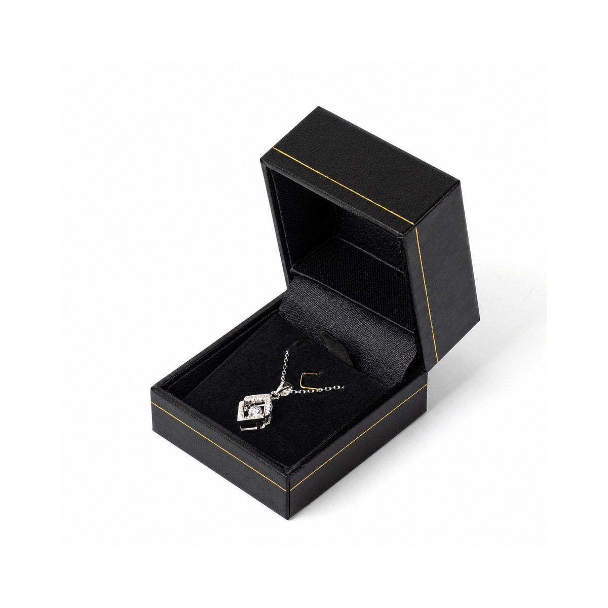 pendant box and necklace box - 24pcs Black Gold Pendant Box Necklace LP1-BK BK front view
