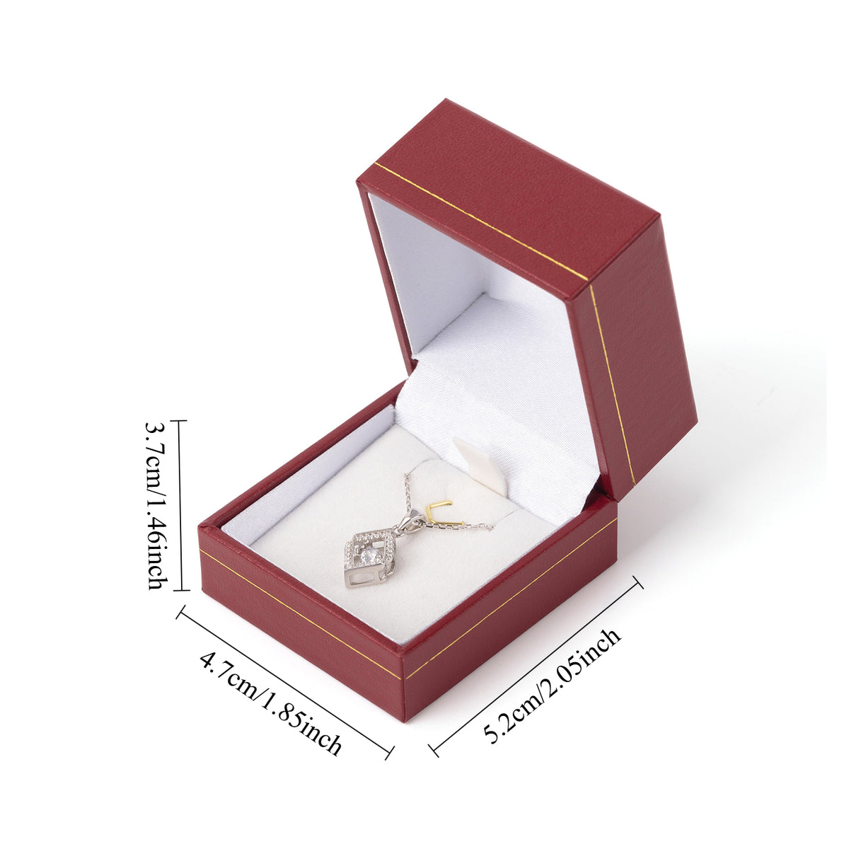 pendant box and necklace box - 24pcs Red Gold Leatherette Pendant Box Necklace LP1-R W side view