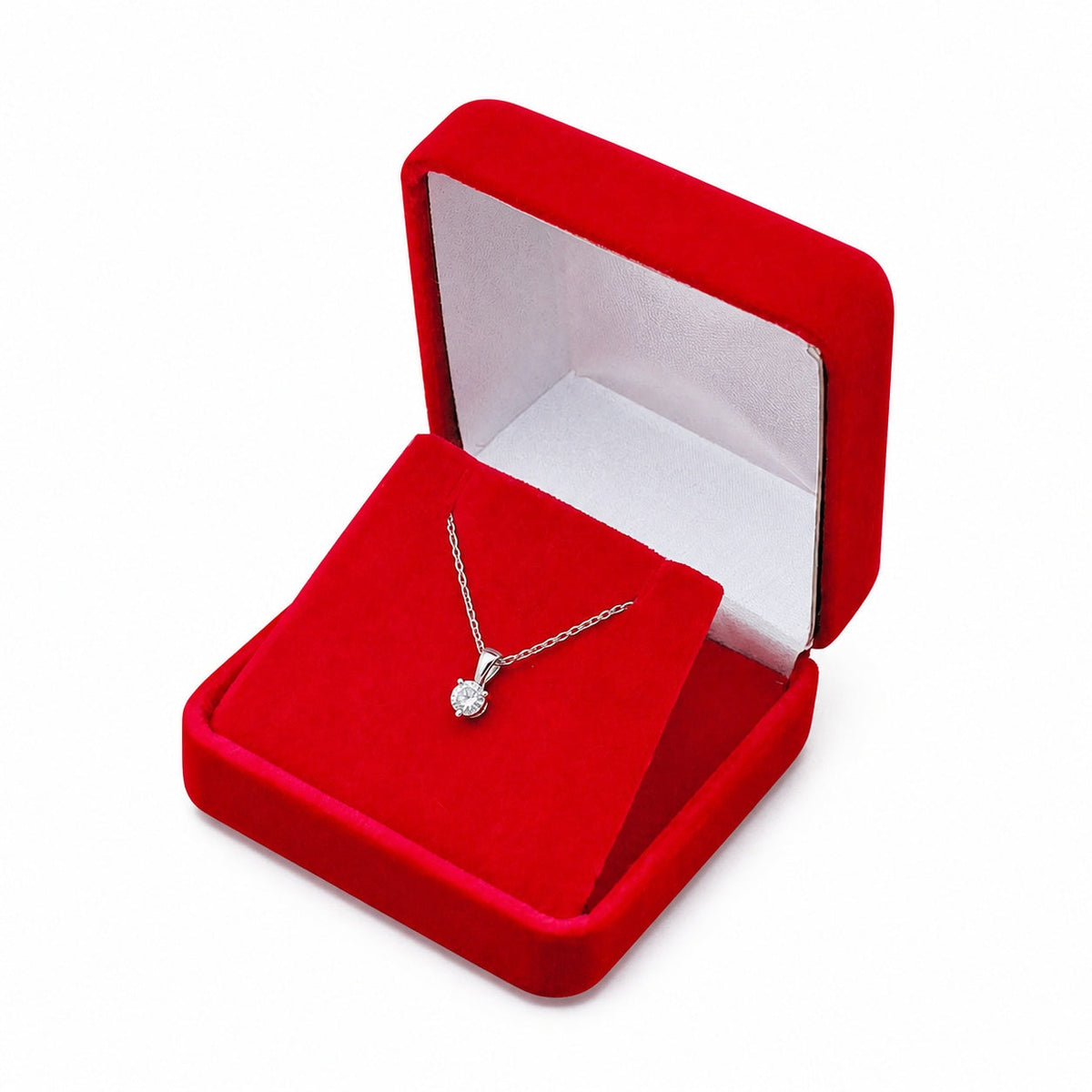 pendant box - Red Square Velvet Pendant Boxes - 12 Pack YP9-RD front view