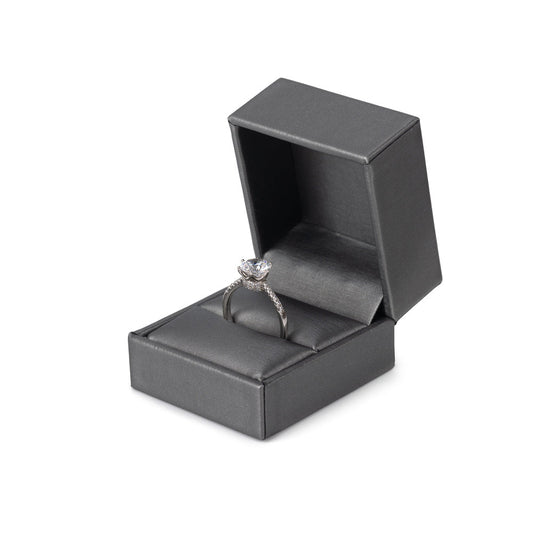 24pcs Gray PU Ring Boxes - open ring box main view