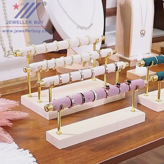 Solid wood ring display stand