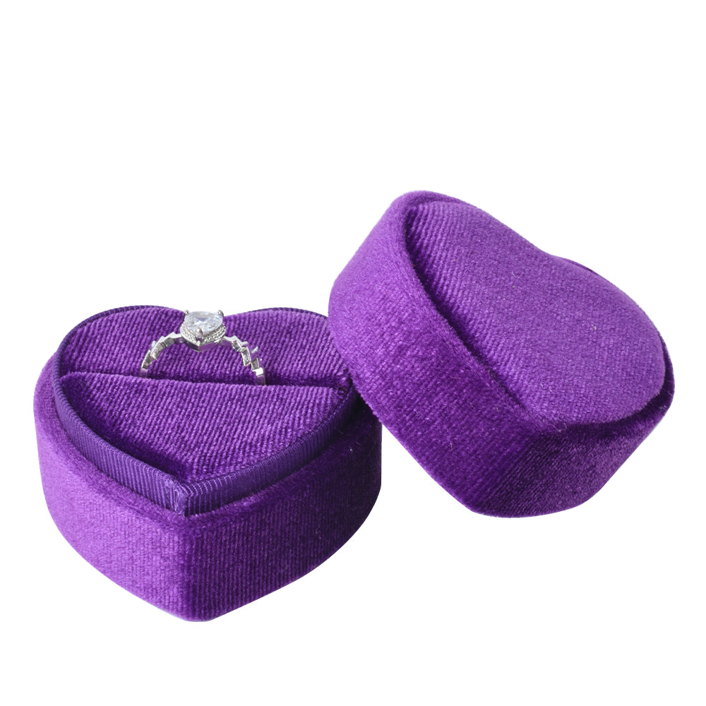 Purple Heart-Shaped Velvet Ring Box, product view 1