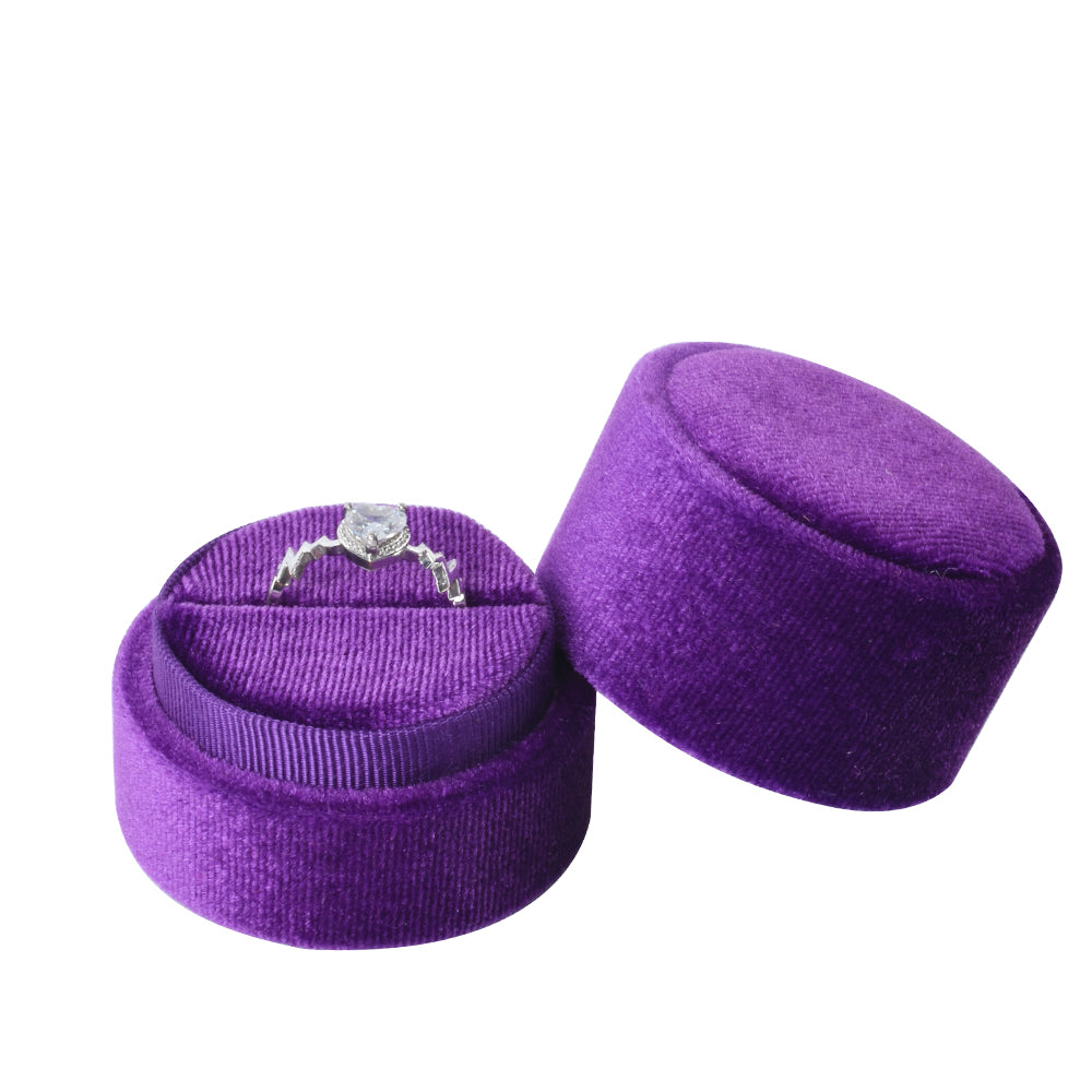 Purple Round Velvet Ring Box, product view 2