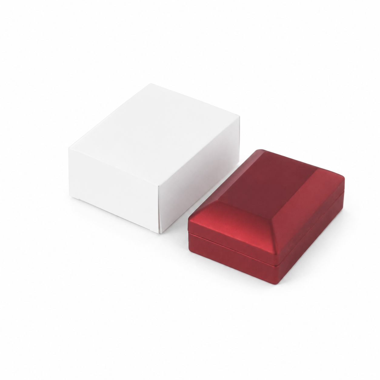 Red LED Necklace Box with Black Interior for Pendant Presentation