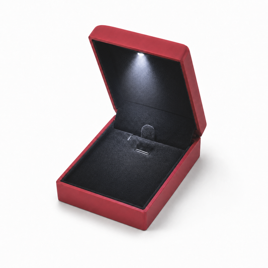 Red LED Pendant Box with Black Display Interior | Jeweller Buy