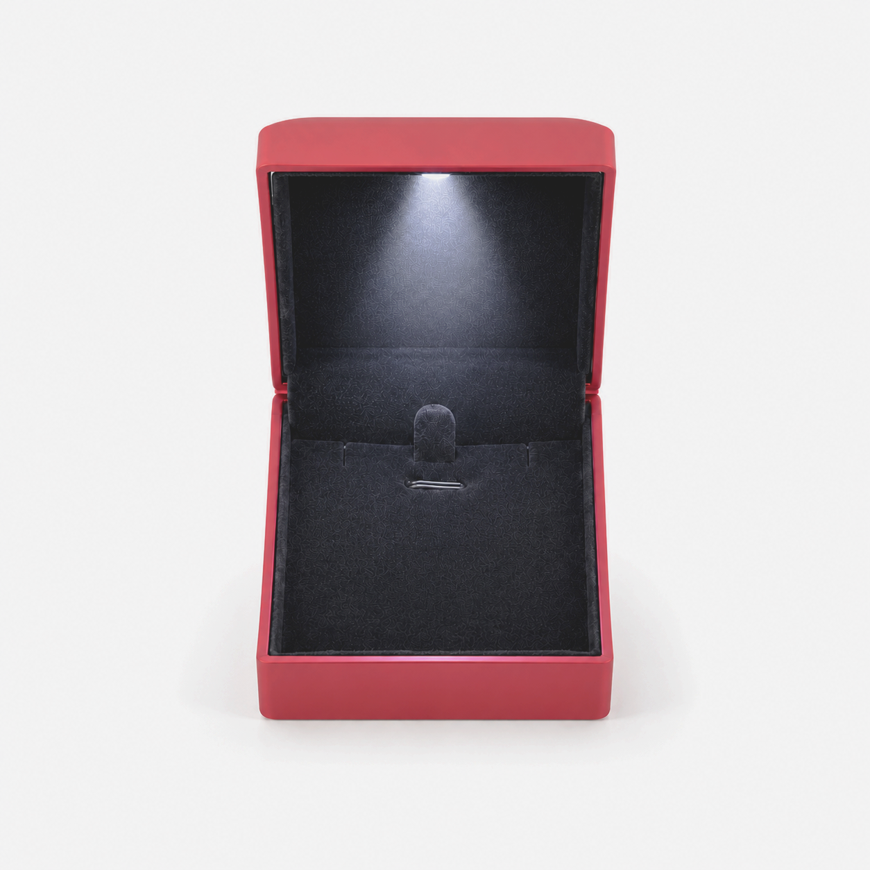 Red LED Necklace Box with Black Interior for Pendant Presentation