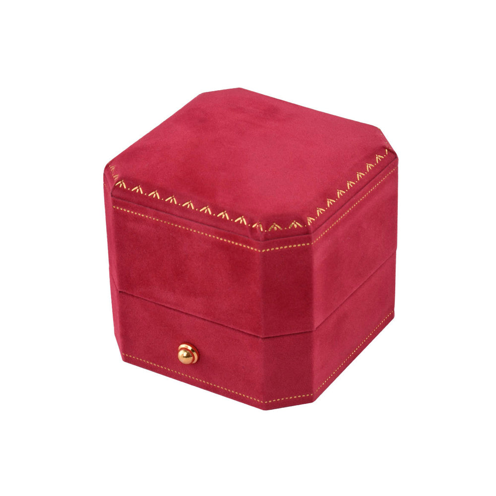 Red Octagonal Velvet Ring Boxes, product view 2