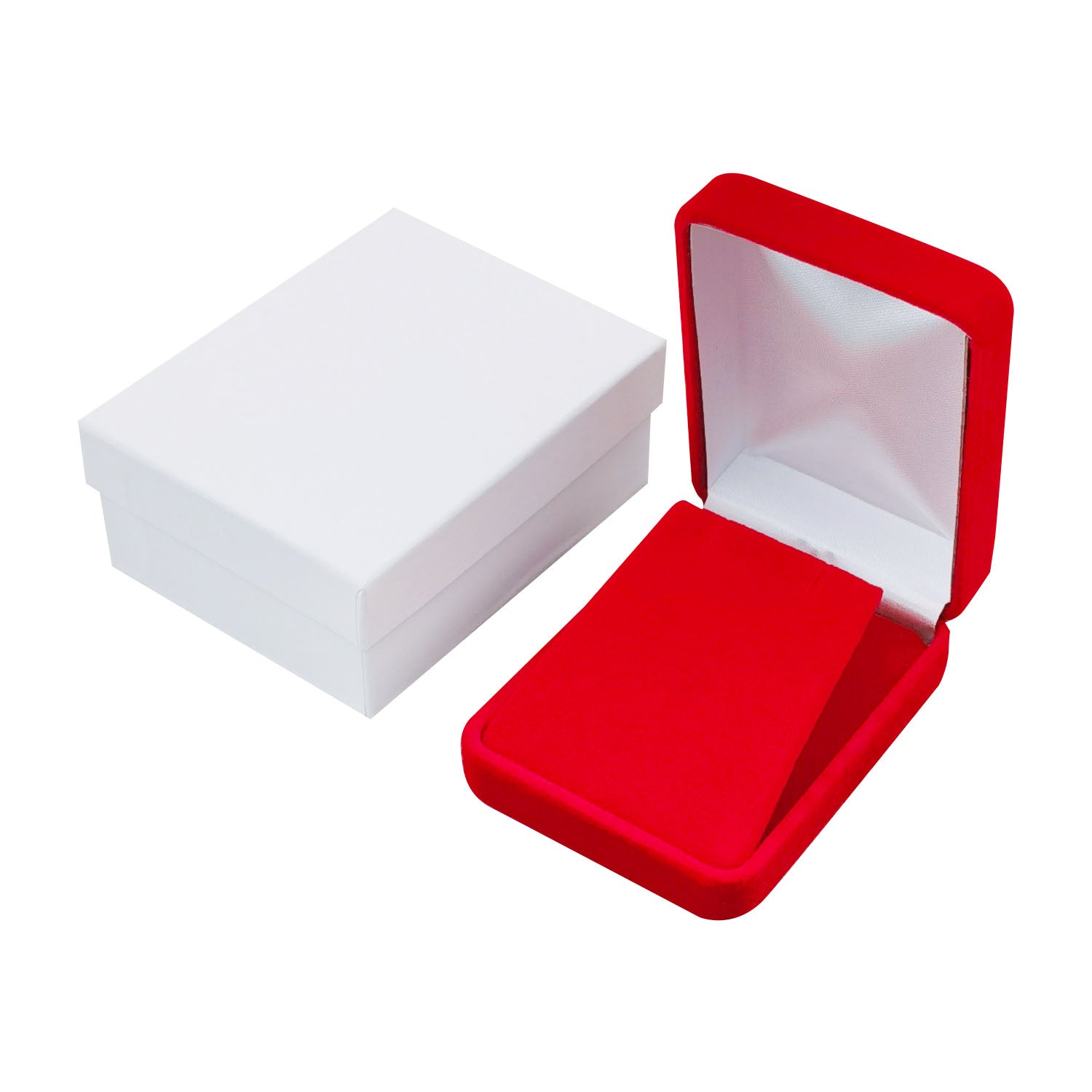 Red Rectangular Velvet Pendant Boxes, product view 2