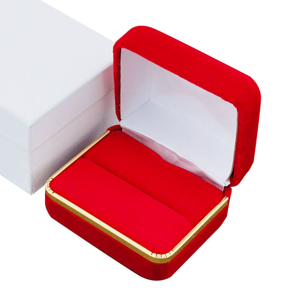 Red Velvet Double Ring Boxes with Gold Trim, product view 3