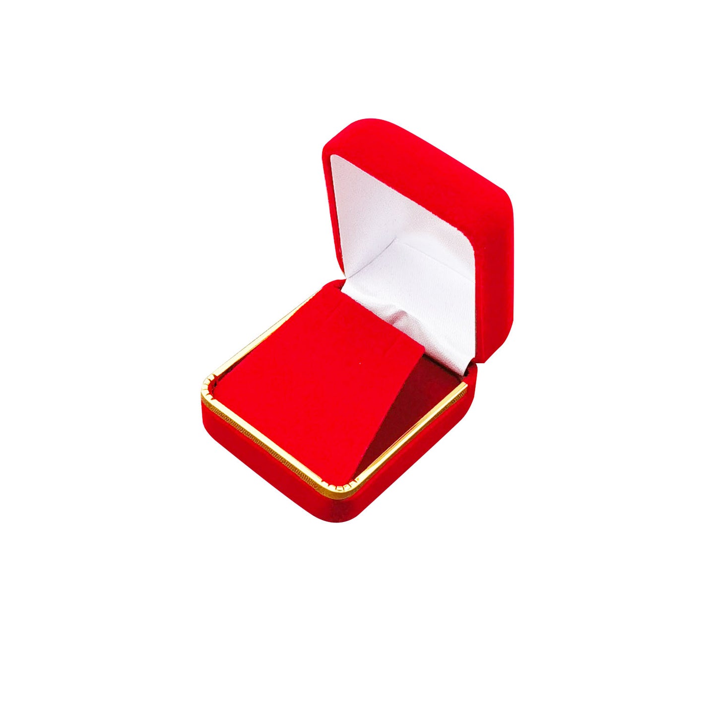 Red Velvet Earring Boxes with Gold Trim, product view 2
