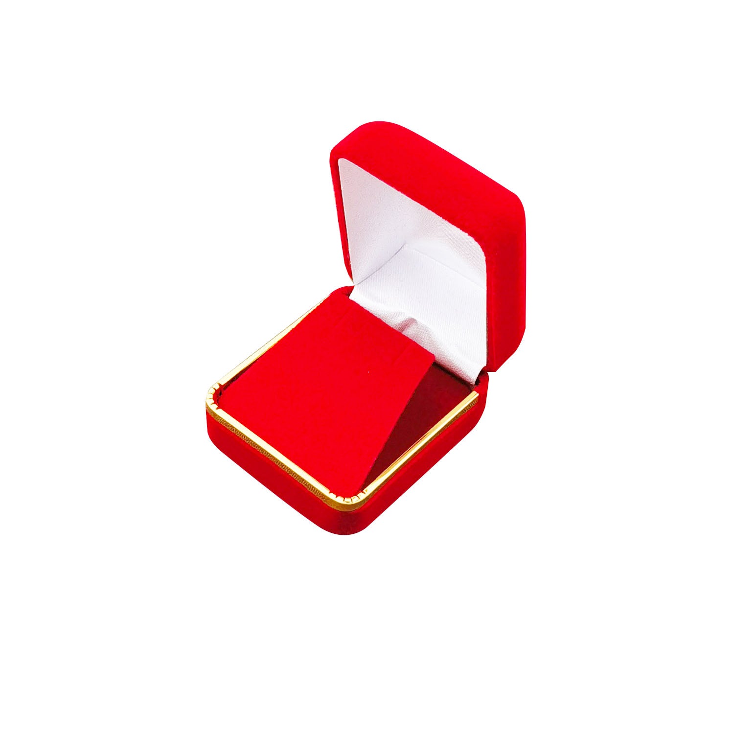 Red Velvet Earring Boxes with Gold Trim, product view 2