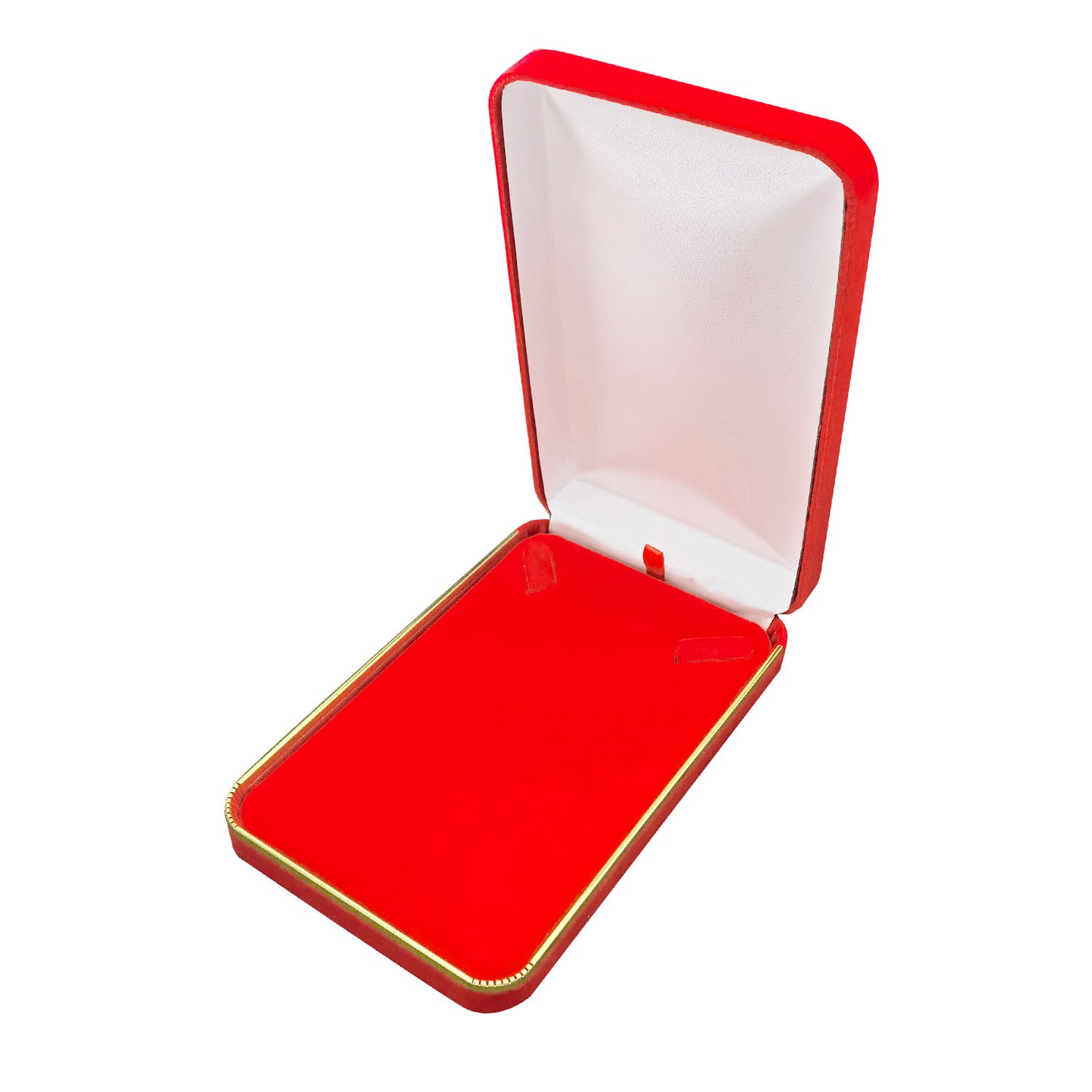 Red Velvet Necklace Boxes with Gold Trim, product view 3