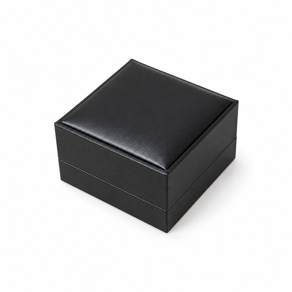 ring box - 12 Black PU Ring Boxes P06DR-BK BK open view