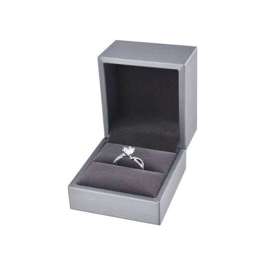 ring box - 12pcs Gray Champagne PU Ring Boxes Display P06R1-GR GR front view