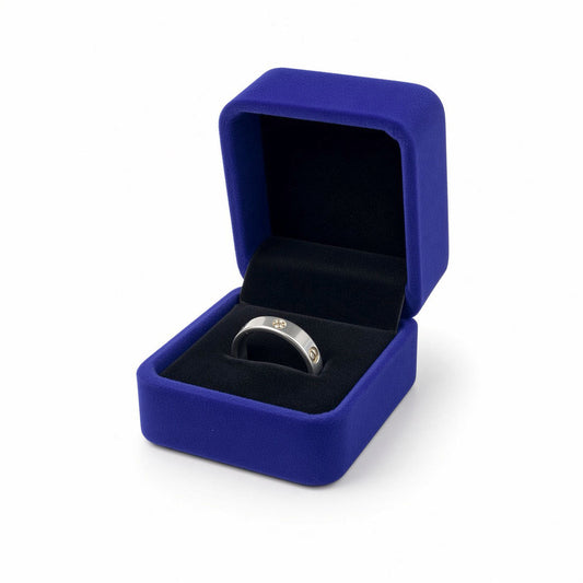 ring box - 20PCS Blue Velvet Ring Box for Proposal V37R-B front view