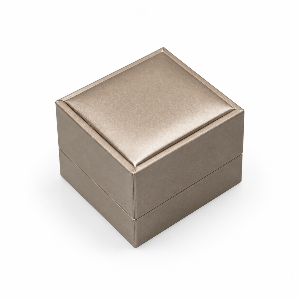 ring box - 12pcs Champagne PU Ring Boxes P06R1-C BK open view