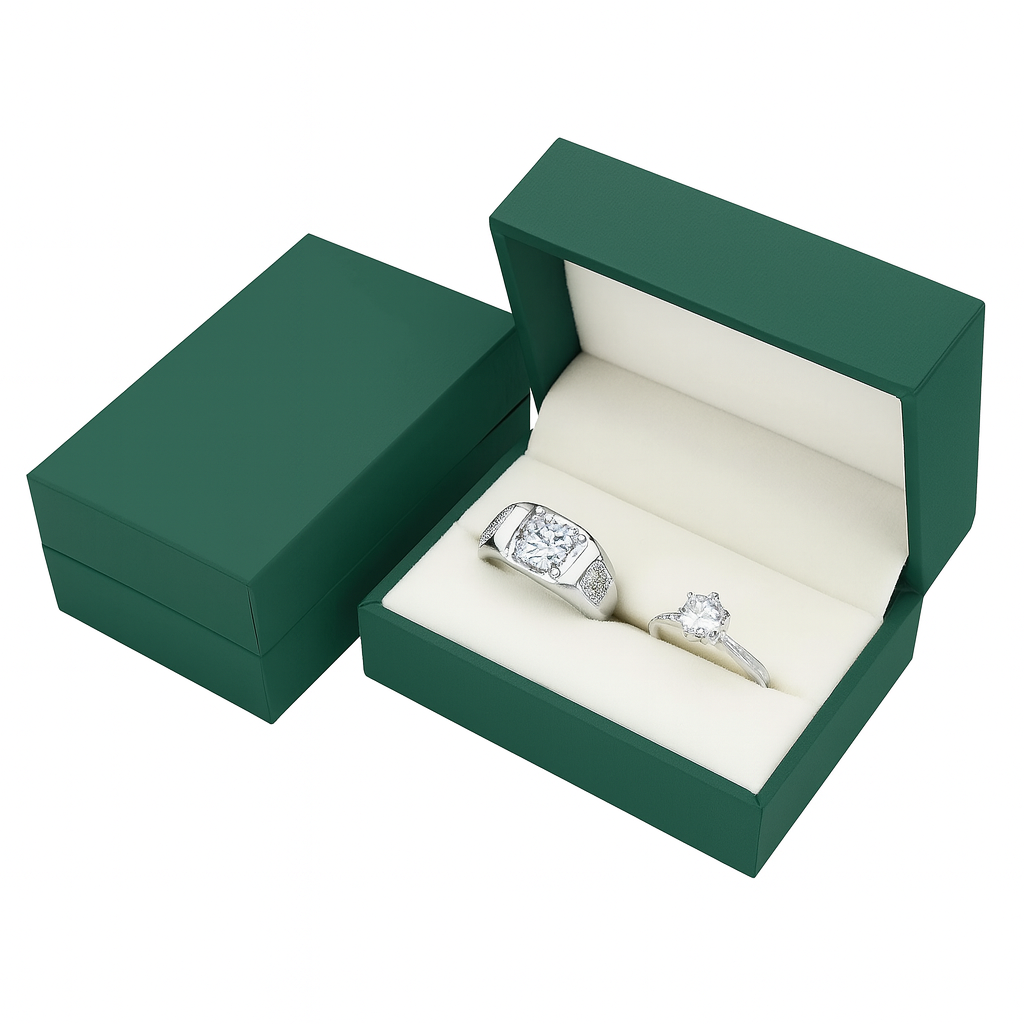 ring box - 24pcs Green Ring Boxes L066-DR-G W front view
