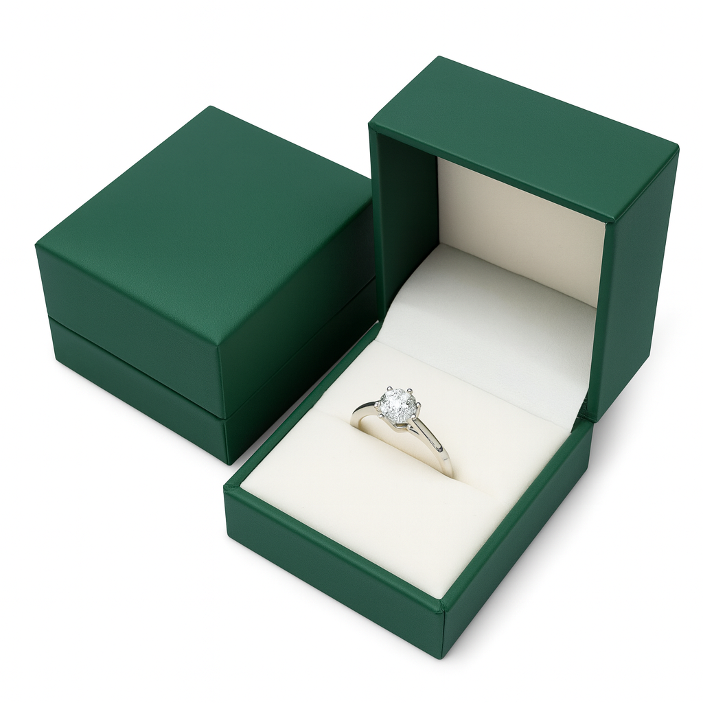 ring box - 24pcs Green Ring Boxes L066-R-G W front view
