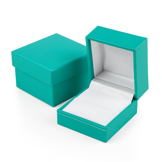 ring box - 24pcs Blue Silver Ring Boxes LR3-TB W front view