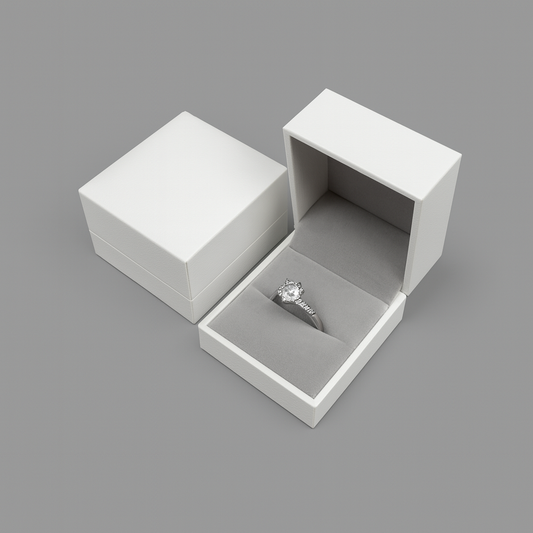 ring box - 24pcs White Ring Boxes L066-R-W GR front view