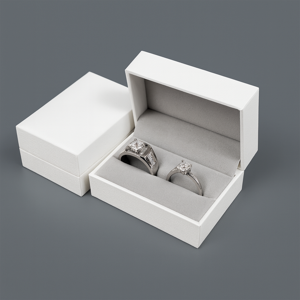 ring box - 24pcs White Ring Boxes L066-DR-W GR front view
