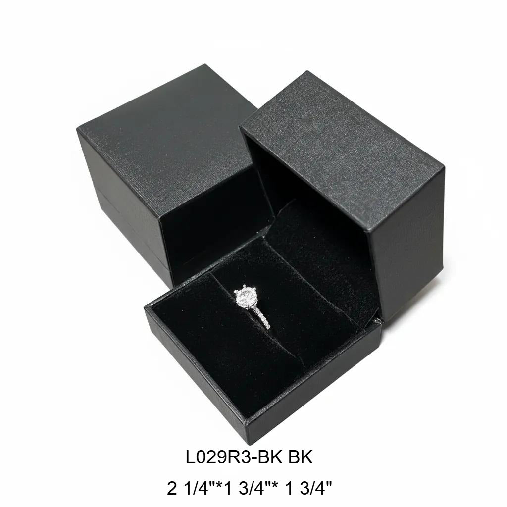ring box - 30pcs Black Ring Boxes L029R-BK front view