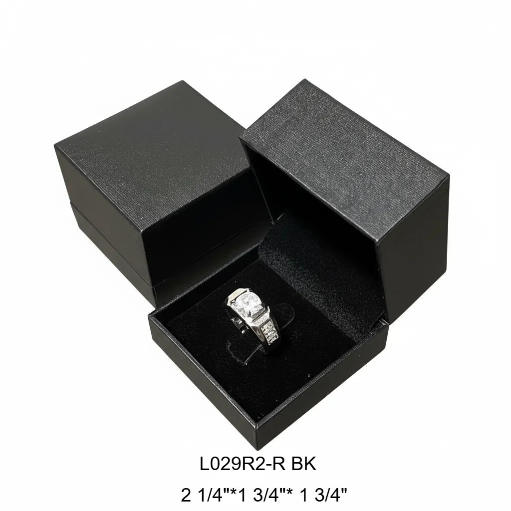 ring box - 30pcs Black Ring Boxes L029R2-BK front view