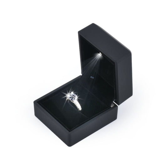 ring box - 12PCS Black LED Light Ring Boxes LB30R1-BK front view