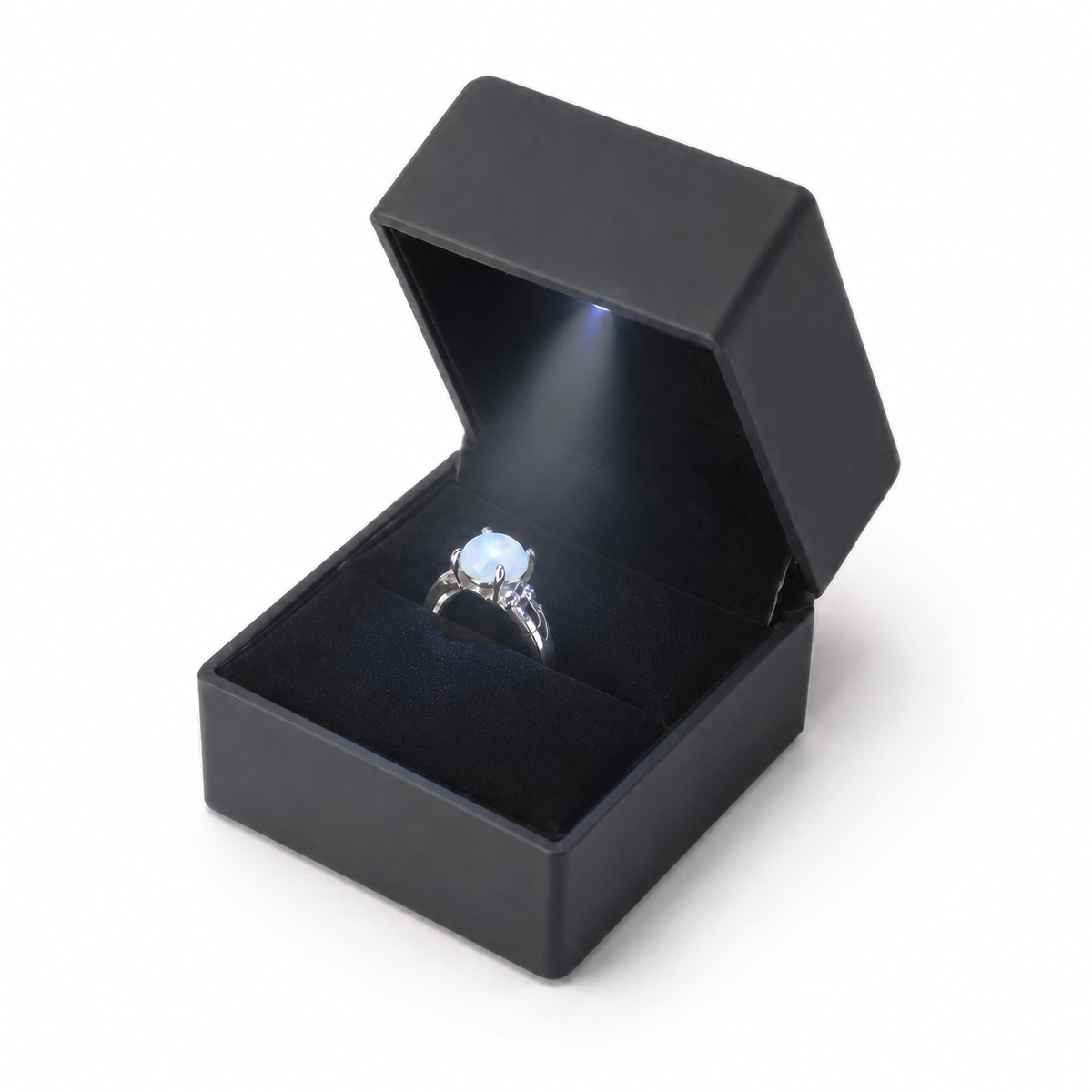 ring box - 12Pcs Black Velvet Ring Box LB56R1-BK-12Pcs front view