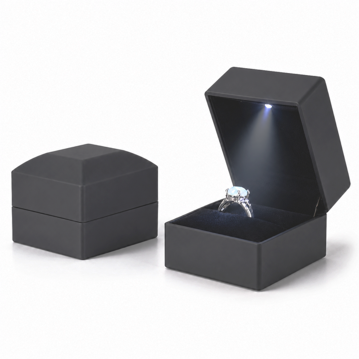 ring box - 12Pcs Black Velvet Ring Box LB56R1-BK-12Pcs side view