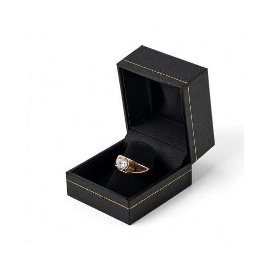 ring box - 24pcs Black Gold Ring Box Boxes LF3-BK BK front view