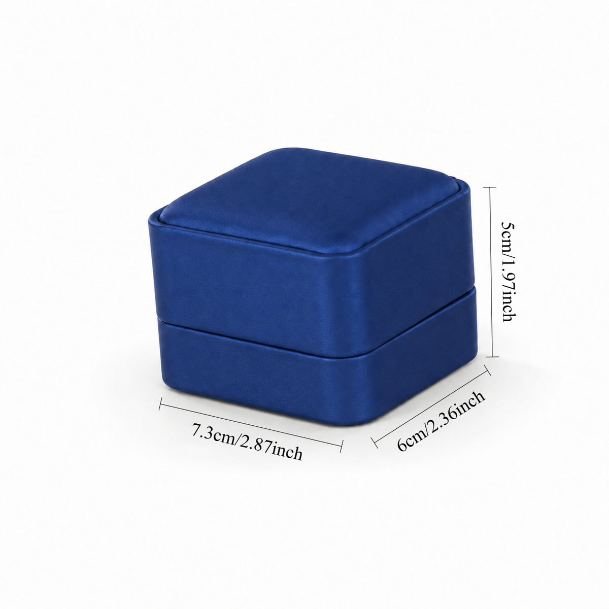 ring box - Blue PU Leather Ring Box 1-2 open view