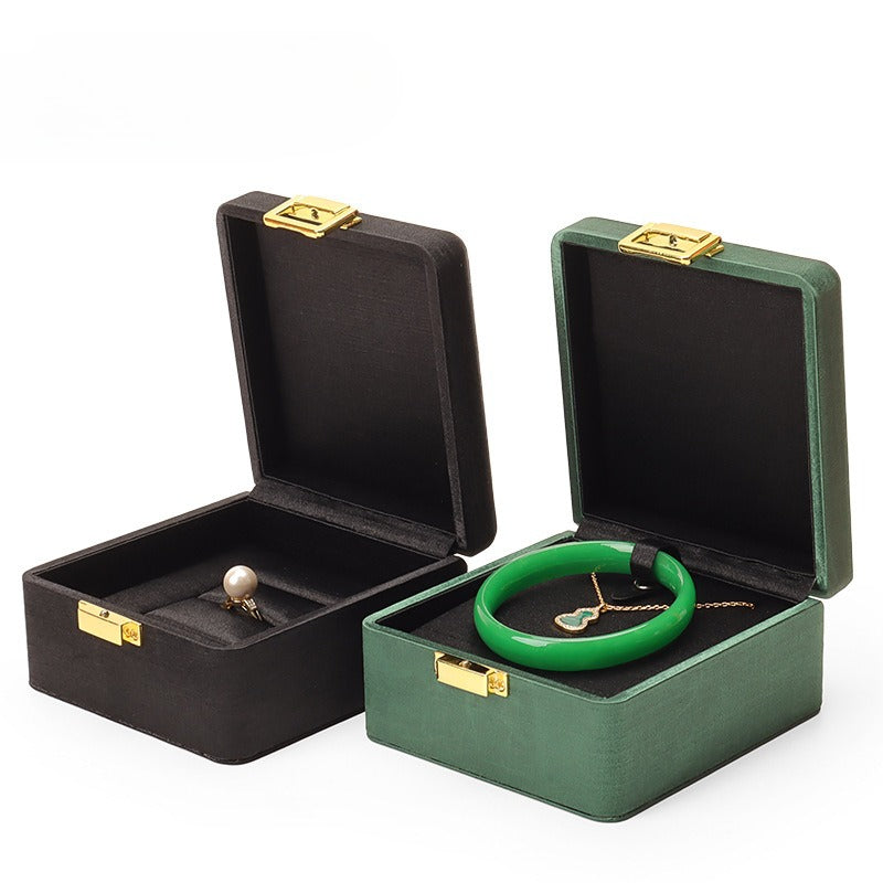 ring box and earring box and necklace box - Black Metal Box Ring Earrings Necklace C00284 detail view