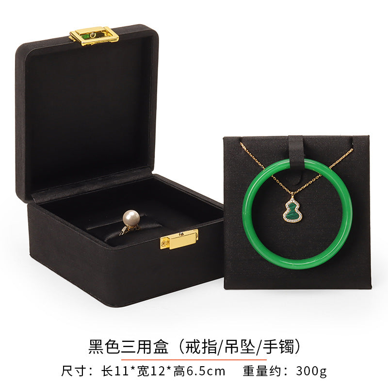 ring box and earring box and necklace box - Black Metal Box Ring Earrings Necklace C00284 product view 17