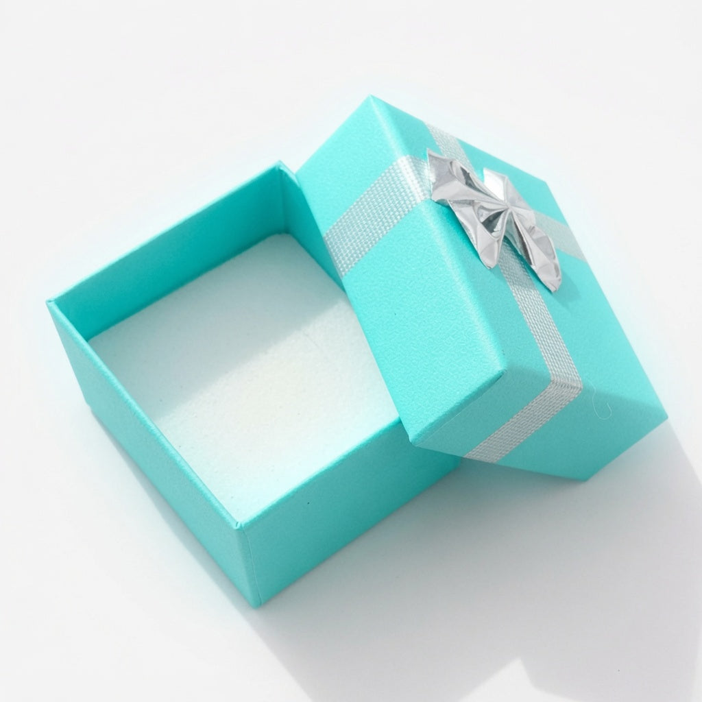 ring box - 24-Piece Lake Blue Ribbon Paper Ring Gift Boxes B0922-LAB front view