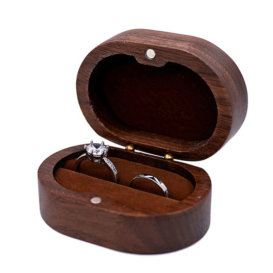 ring box - Black Wooden Velvet Ring Box Boxes W04R1-BR front view