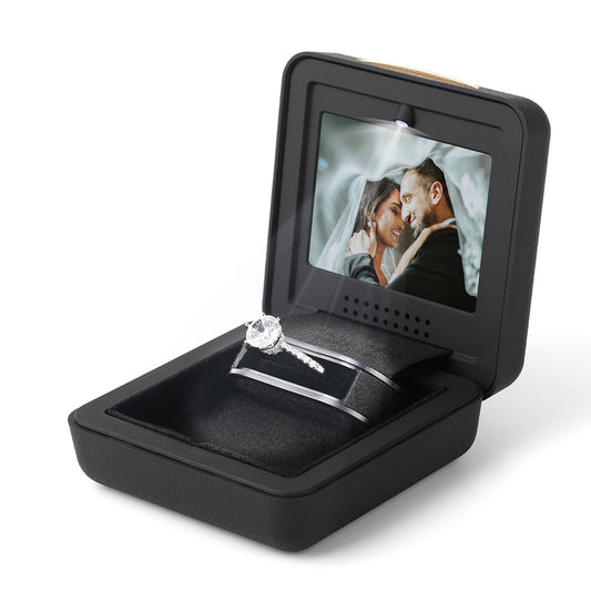 ring box - Personalized Video Proposal Ring Box VB06R-BK front view
