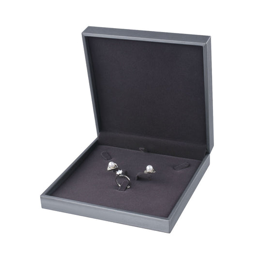 ring box and pendant box and necklace box - 3pcs Gray Champagne PU Necklace Boxes Pendant Ring P06N2-GR GR front view