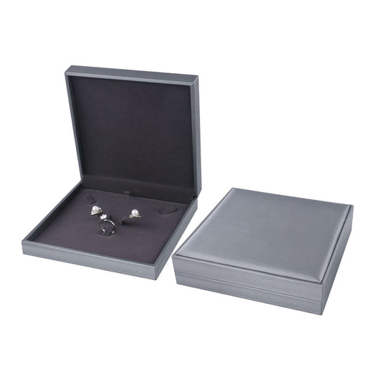 ring box and pendant box and necklace box - 3pcs Gray Champagne PU Necklace Boxes Pendant Ring P06N2-GR GR open view