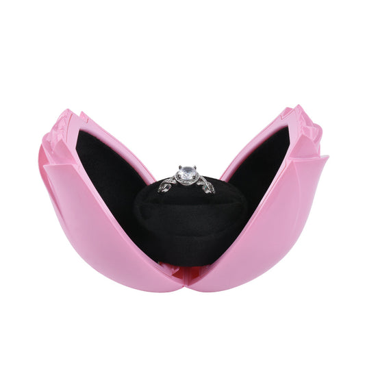 ring box - Pink Rose Ring Box front view