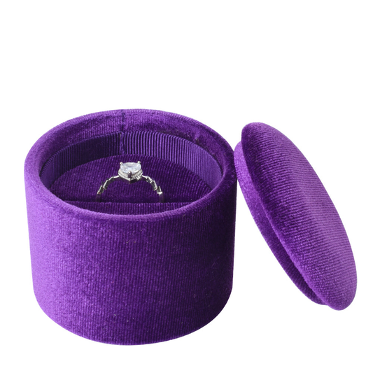 ring box - Purple Recessed Round Velvet Ring Box V11-R1 PUR front view