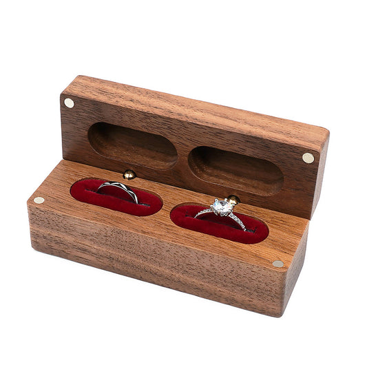 ring box - Wooden Ring Box W02DR-R front view
