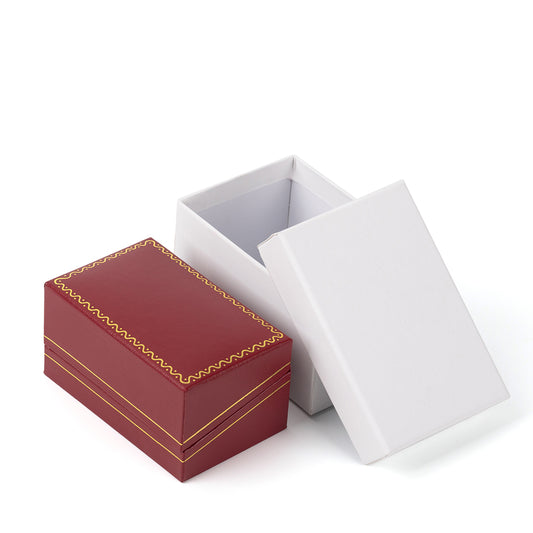 ring box - 12pcs Red Gold Leatherette Paper Ring Box LR5-R W open view