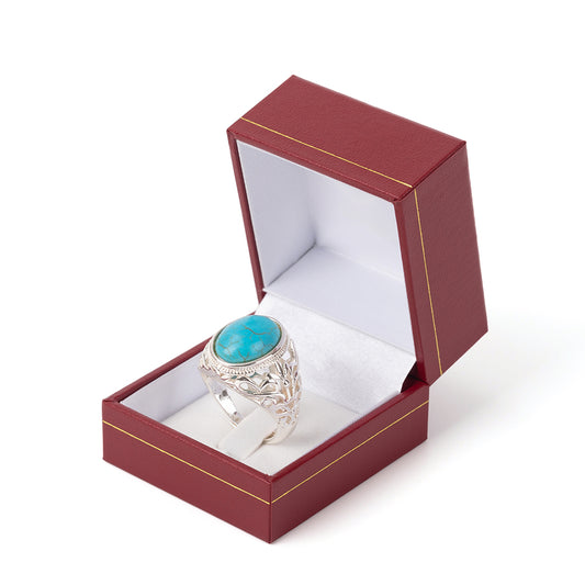 ring box - 24pcs Red Gold Leatherette Ring Box Boxes LR2-R W front view