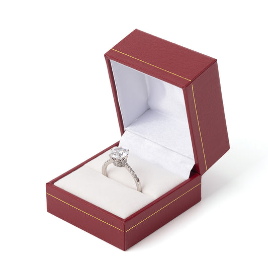 ring box - 24pcs Red Gold Leatherette Ring Box Display LR3-R W front view